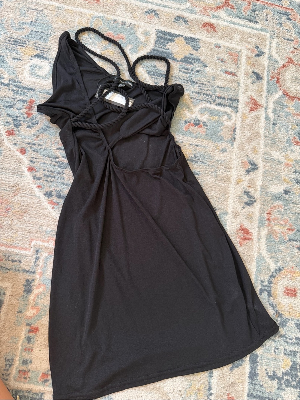 PrettyLittleThing Black Mini Dress with Rope Strap Detail